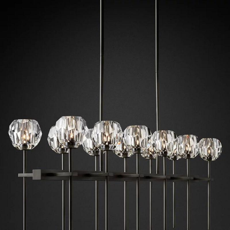 Boule Glass Double Linear Chandelier 60" - Grace Lamp
