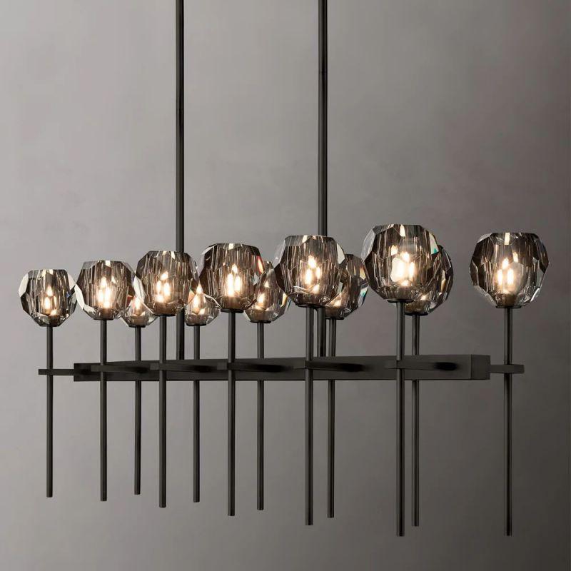 Boule Glass Double Linear Chandelier 60" - Grace Lamp