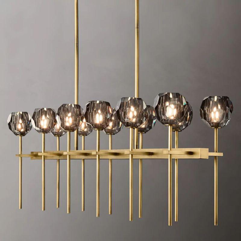 Boule Glass Double Linear Chandelier 60" - Grace Lamp