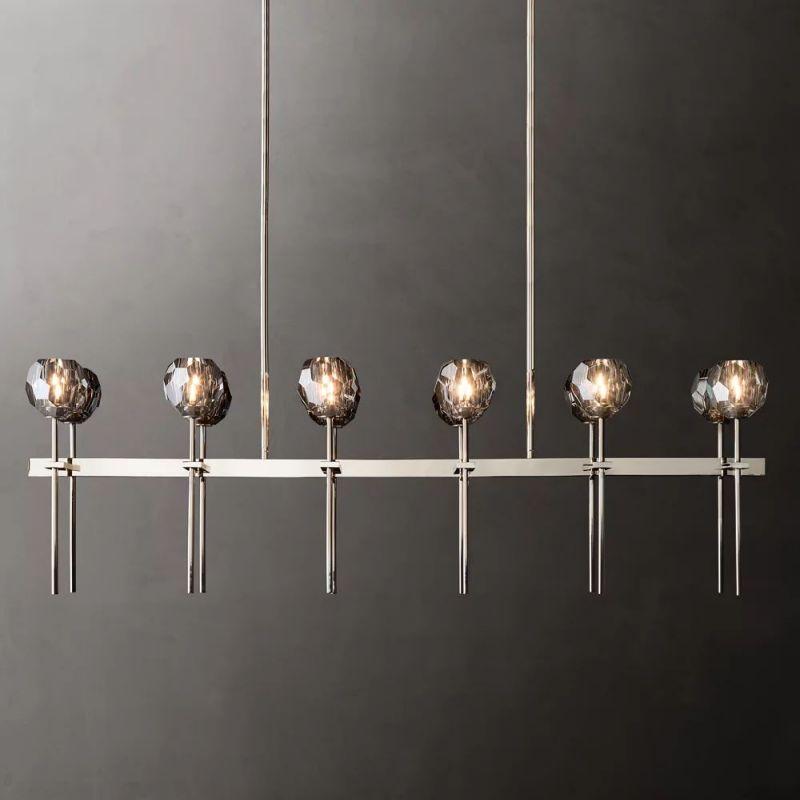 Boule Glass Double Linear Chandelier 60" - Grace Lamp