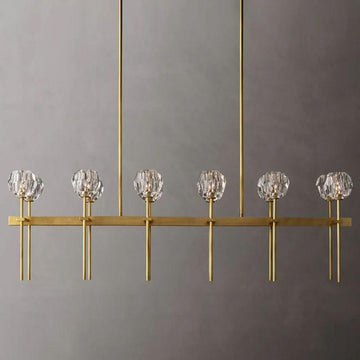 Boule Glass Double Linear Chandelier 60" - Grace Lamp