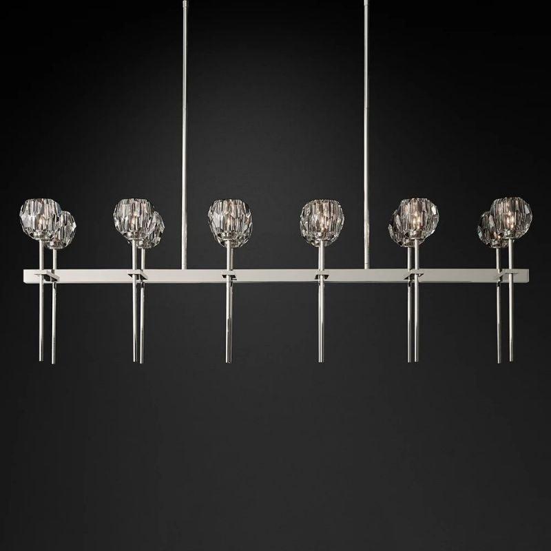 Boule Glass Double Linear Chandelier 60" - Grace Lamp