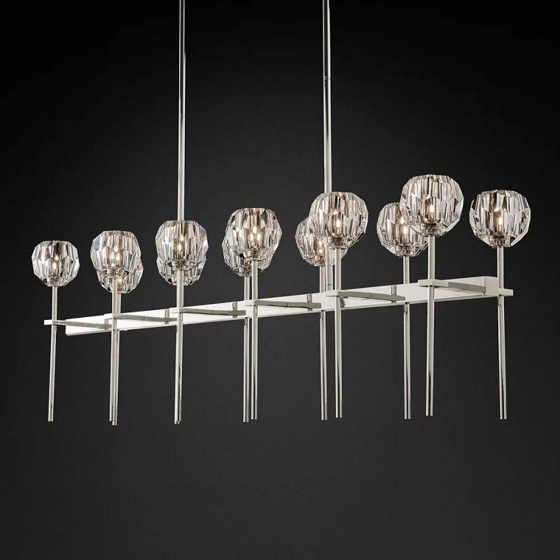 Boule Glass Double Linear Chandelier 60" - Grace Lamp