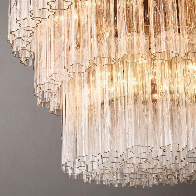 Cielo Glass 3-Tier Round Chandelier 36” - Grace Lamp