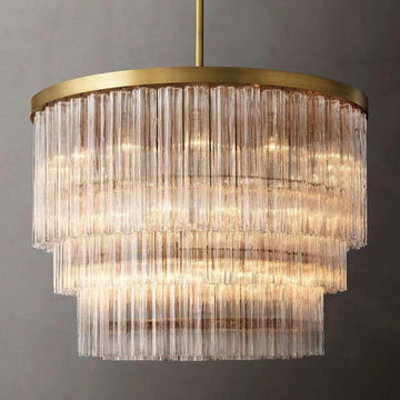 Cielo Glass 3-Tier Round Chandelier 48” - Grace Lamp