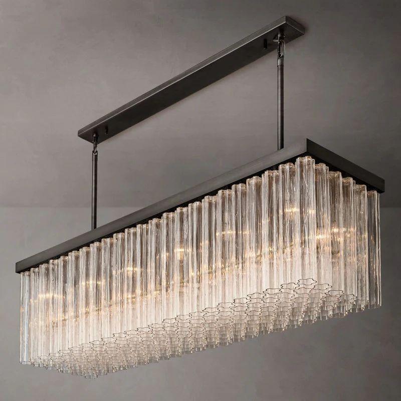 Cielo Glass Rectangular Chandelier 73” - Grace Lamp