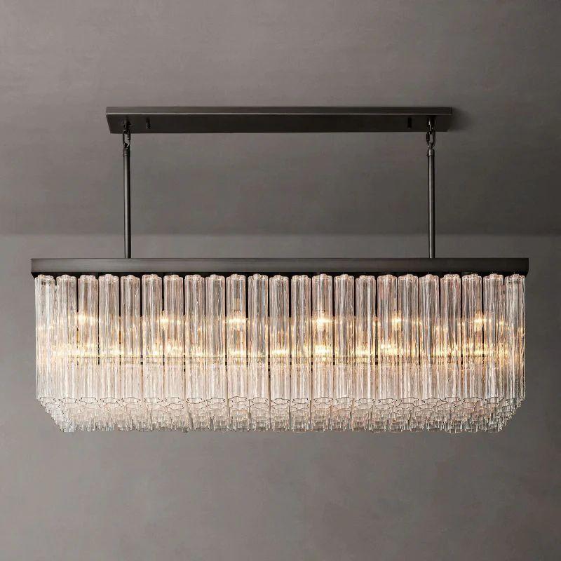 Cielo Glass Rectangular Chandelier 73” - Grace Lamp