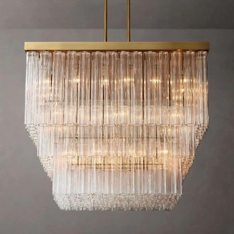 Cielo Glass Square Chandelier 45” - Grace Lamp