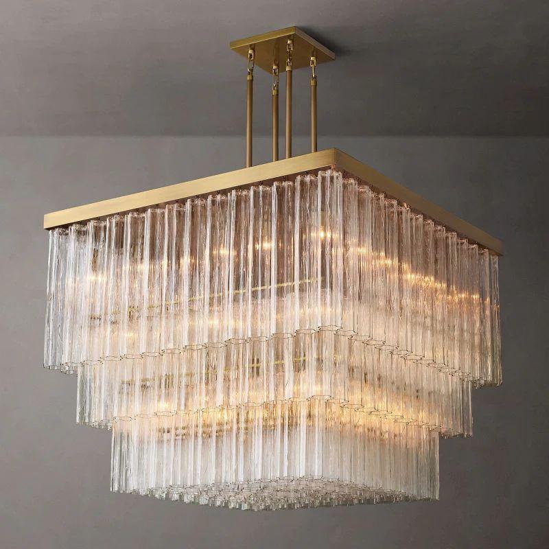 Cielo Glass Square Chandelier 45” - Grace Lamp