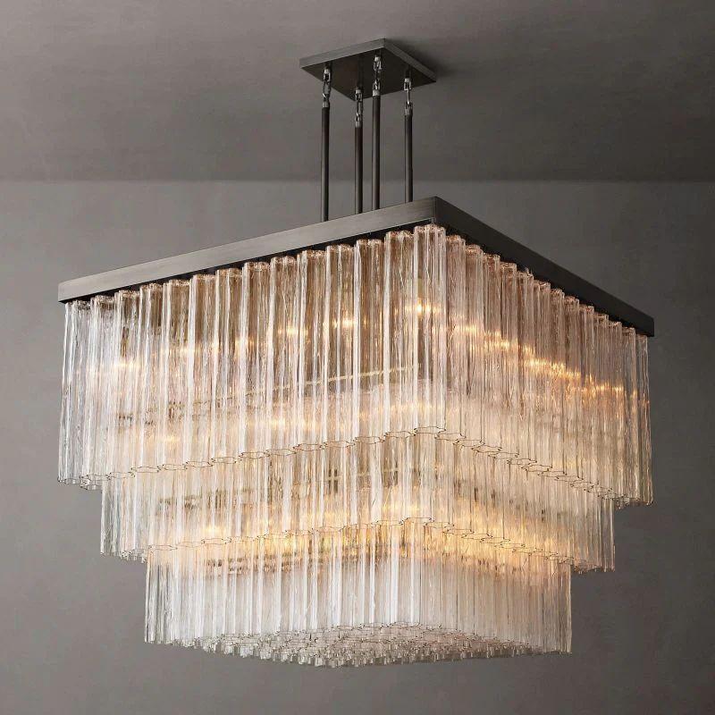 Cielo Glass Square Chandelier 45” - Grace Lamp