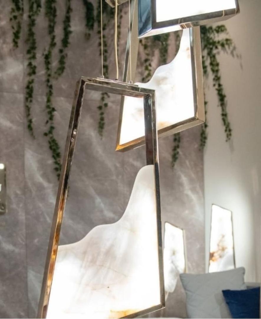 Modern Light Luxury Alabaster Chandelier in Gold Finish - Grace Lamp