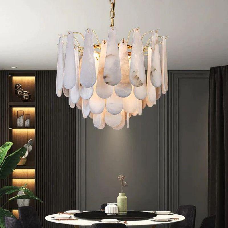 Laura Alabster Feathery Chandelier - Grace Lamp