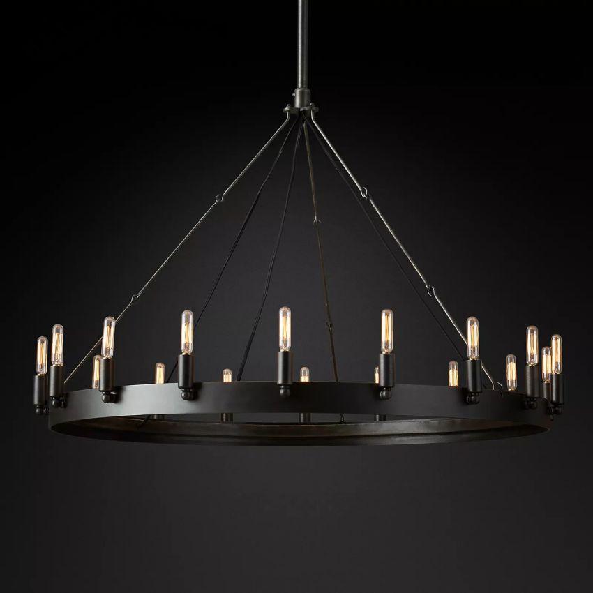 Camino Vintage Filament Round Chandelier 38‘’D - Grace Lamp