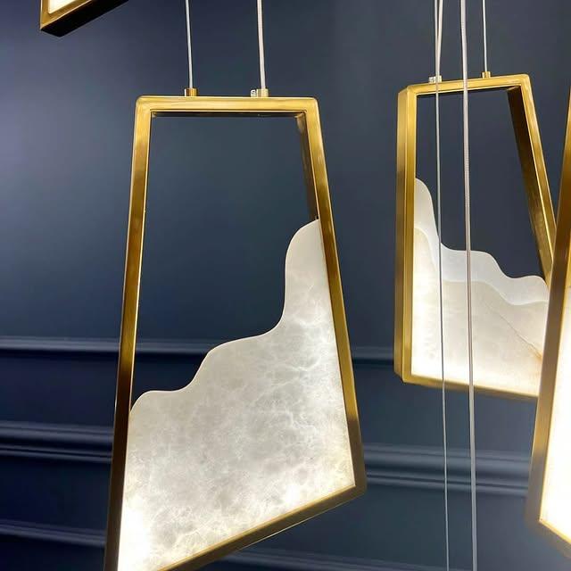 Modern Light Luxury Alabaster Chandelier in Gold Finish - Grace Lamp