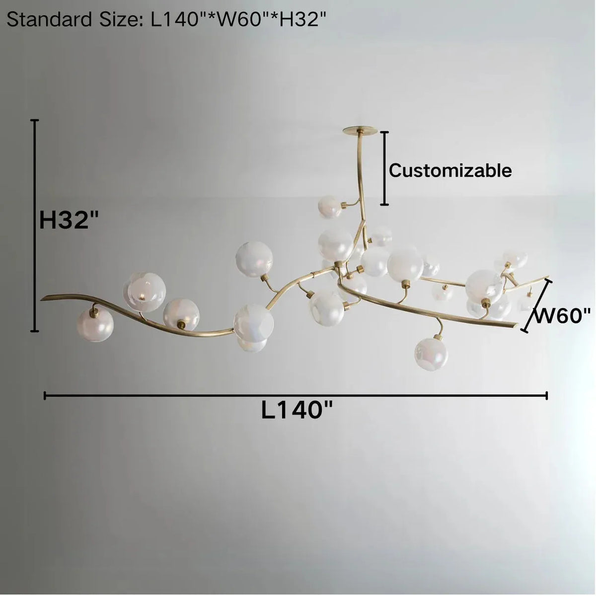 Contemporary Hand-blown Glass Globes Branch Chandelier for Dining Room Living Room and Kitchen Island - Grace Lamp