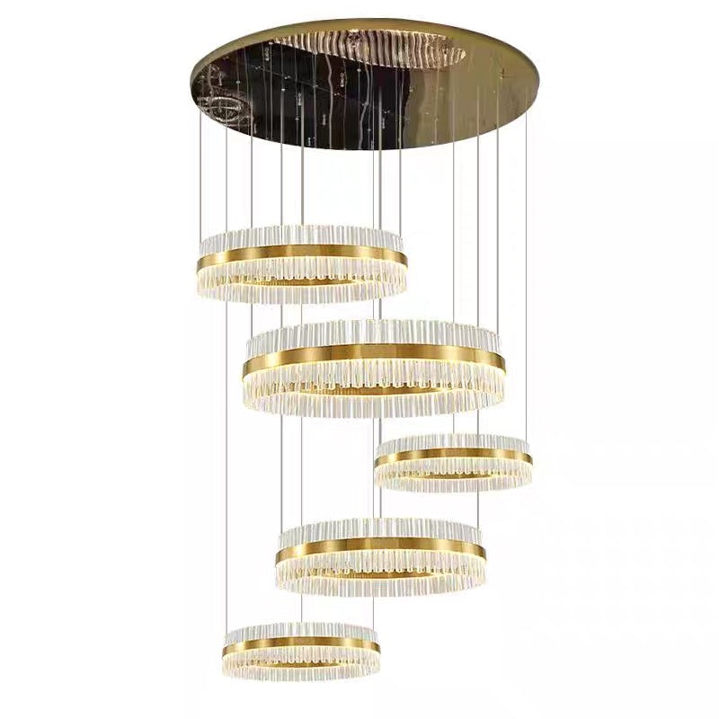5-Ring Crystal Chandelier in Gold Finish-MEET LIGHTING
