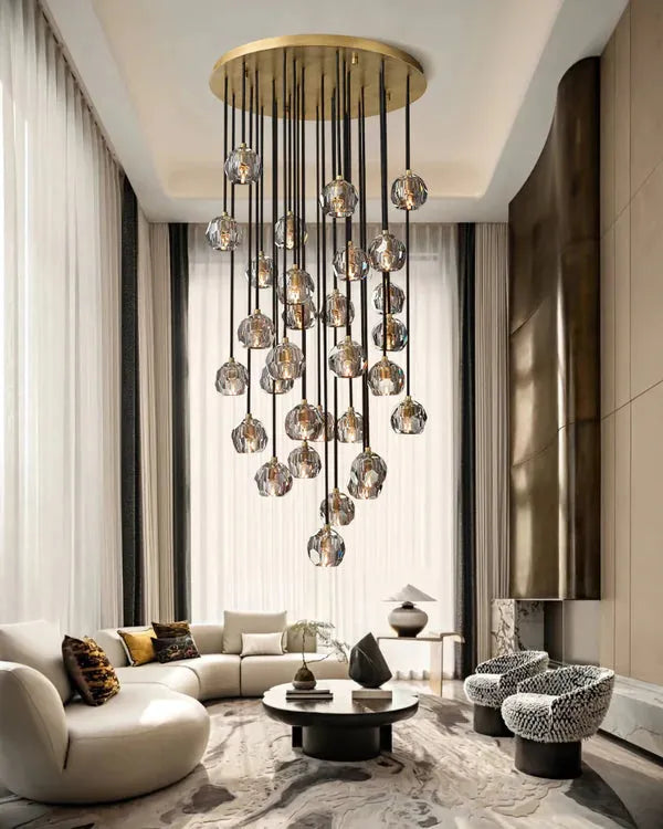 Boule Crystal Round Cluster Chandelier 40" - Grace Lamp