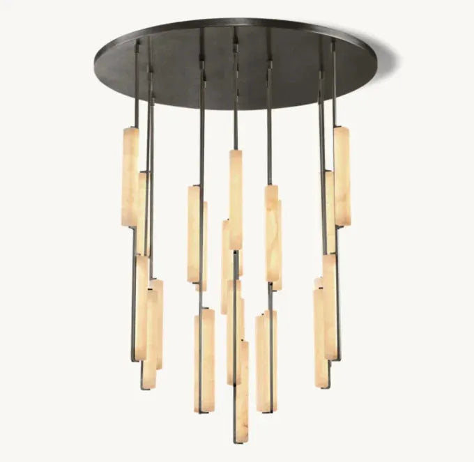 Audubon Alabaster Round Chandelier 56" - Grace Lamp