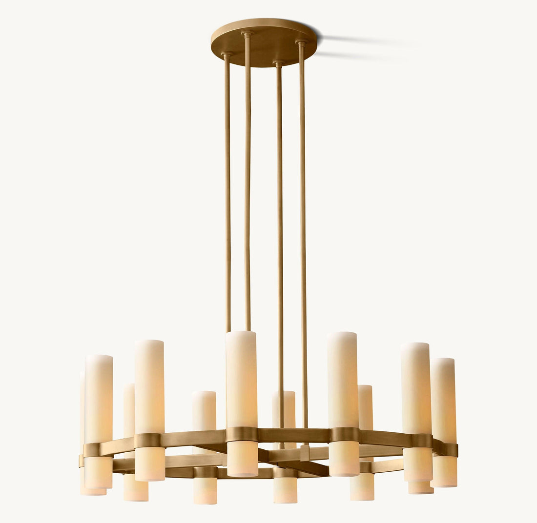 Ravelle Round Milk Glass Chandelier 36" - Grace Lamp