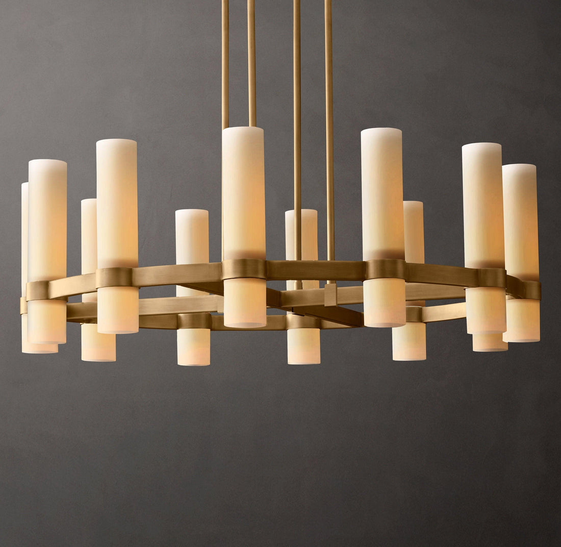 Ravelle Round Milk Glass Chandelier 36" - Grace Lamp