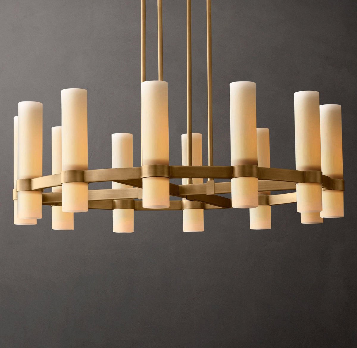 Ravelle Round Milk Glass Chandelier 36" - Grace Lamp