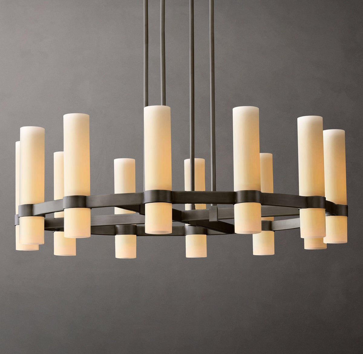 Ravelle Round Milk Glass Chandelier 36" - Grace Lamp