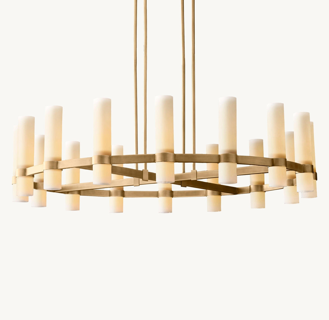 Ravelle Round Milk Glass Chandelier 48" - Grace Lamp