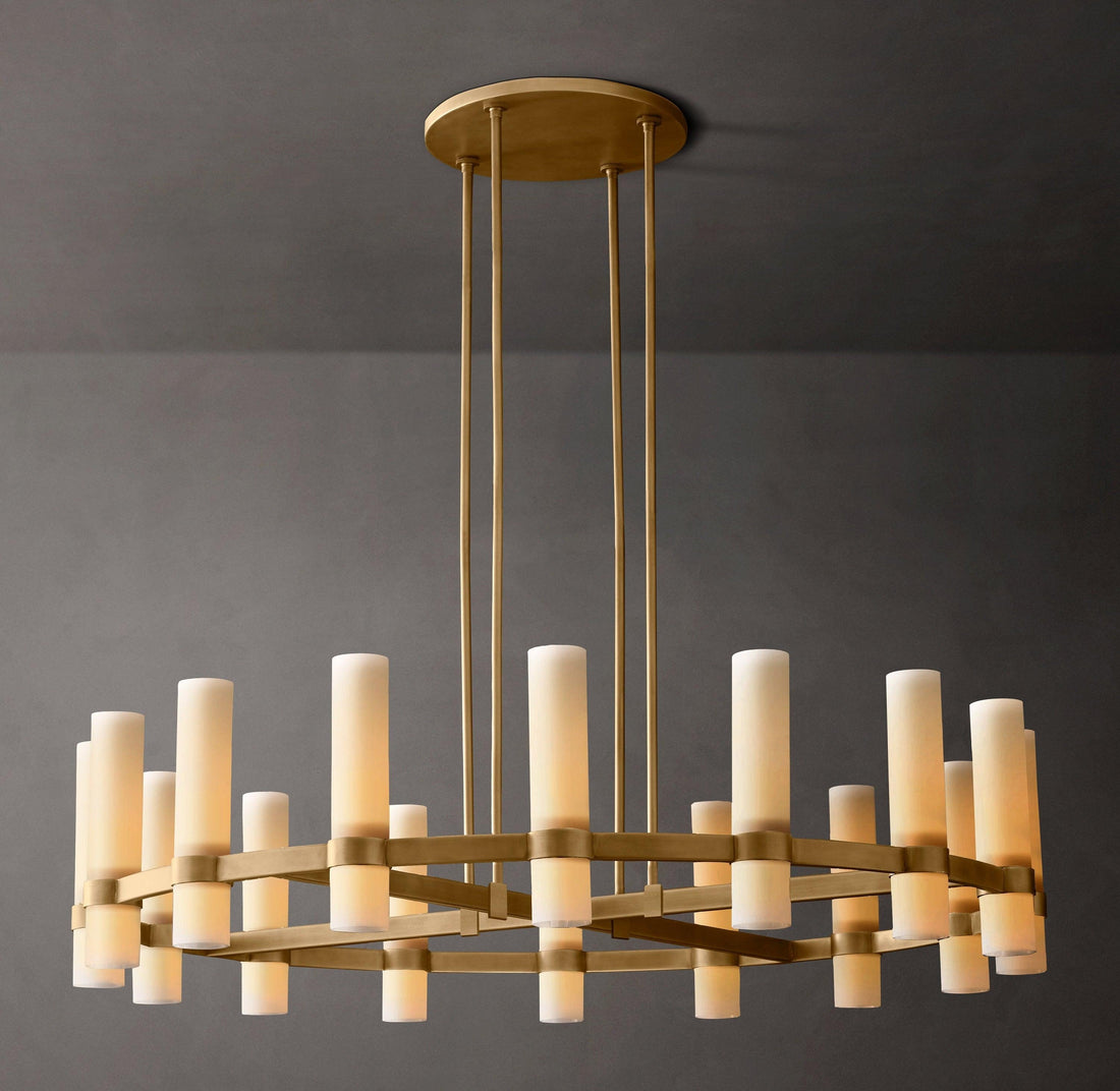 Ravelle Round Milk Glass Chandelier 48" - Grace Lamp
