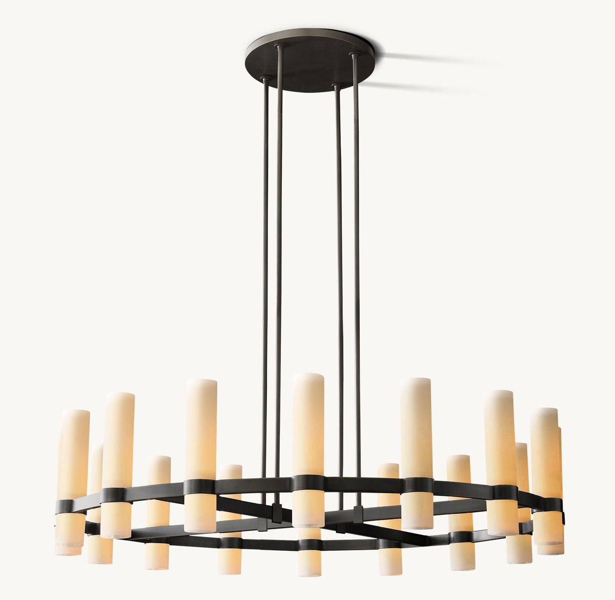 Ravelle Round Milk Glass Chandelier 48" - Grace Lamp