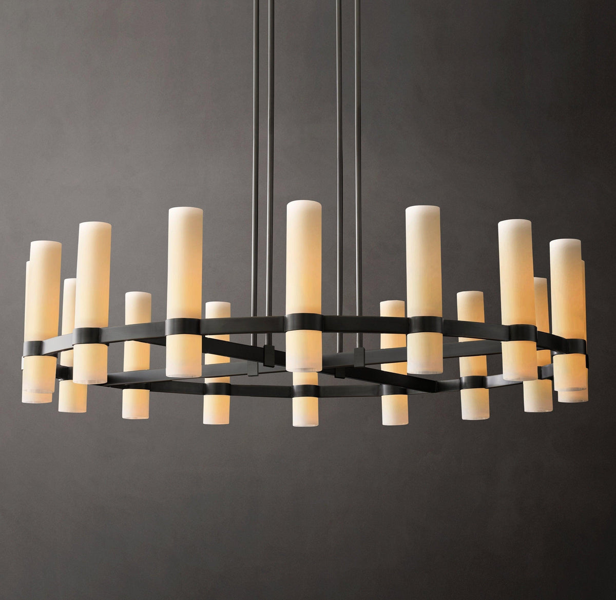 Ravelle Round Milk Glass Chandelier 48" - Grace Lamp