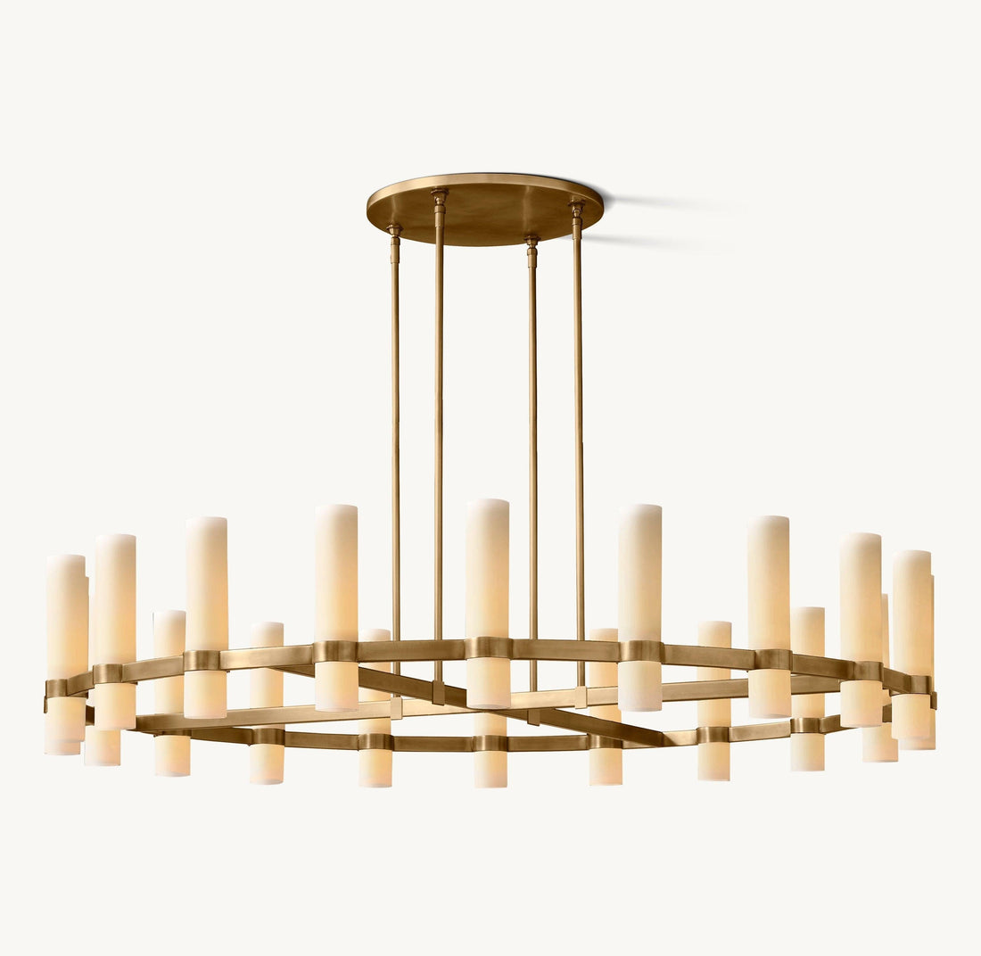Ravelle Round Milk Glass Chandelier 60" - Grace Lamp
