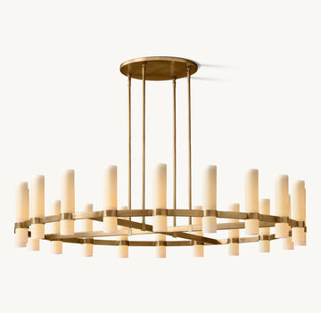 Ravelle Round Milk Glass Chandelier 60" - Grace Lamp