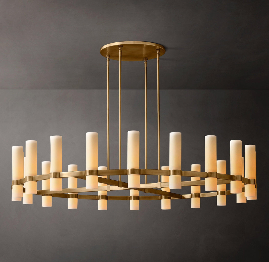 Ravelle Round Milk Glass Chandelier 60" - Grace Lamp