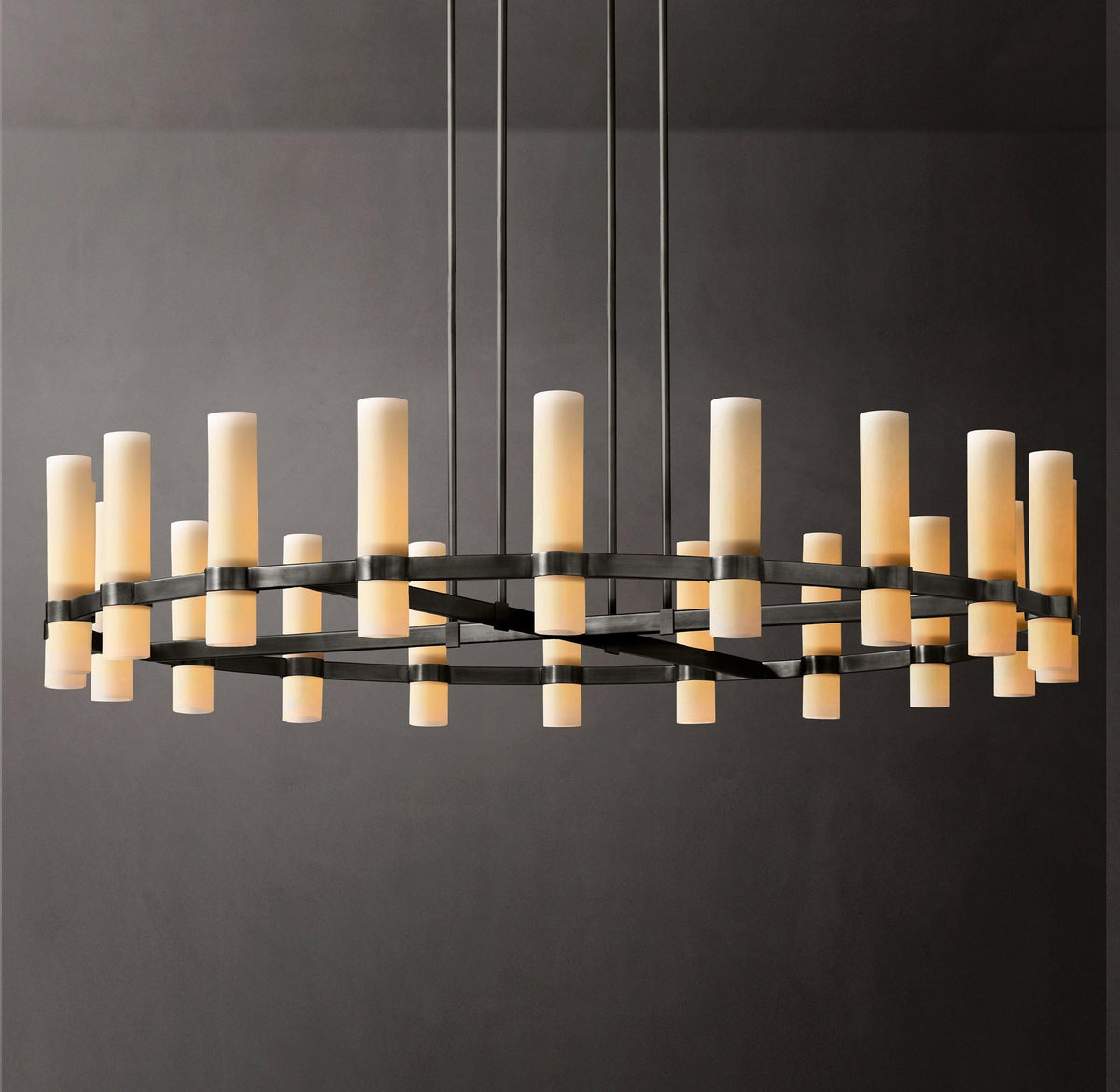 Ravelle Round Milk Glass Chandelier 60" - Grace Lamp