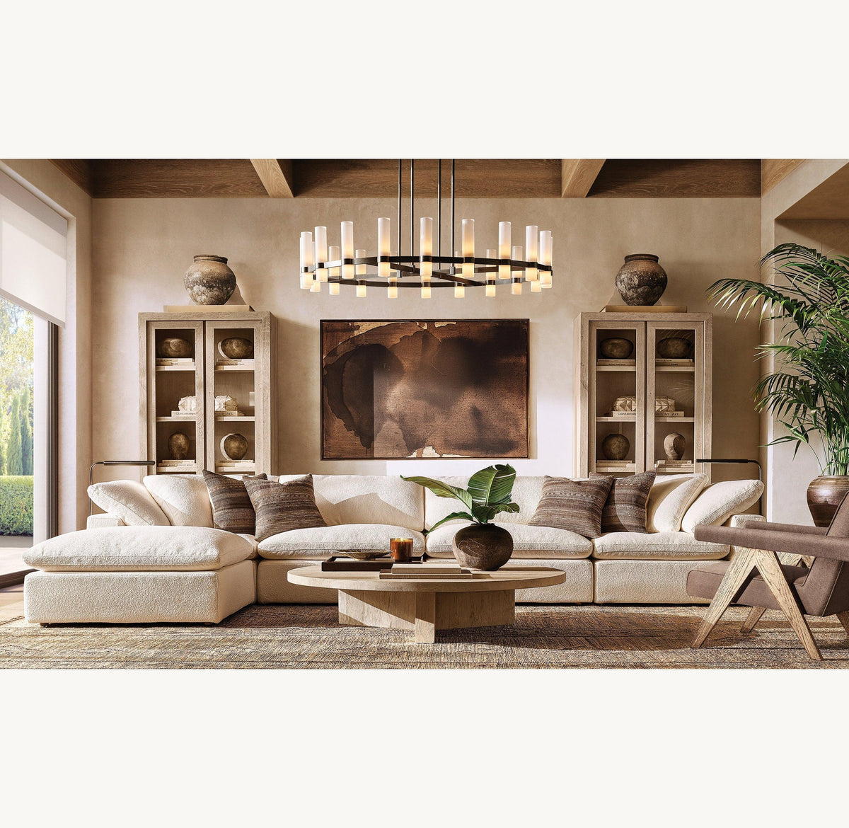Ravelle Round Milk Glass Chandelier 60" - Grace Lamp