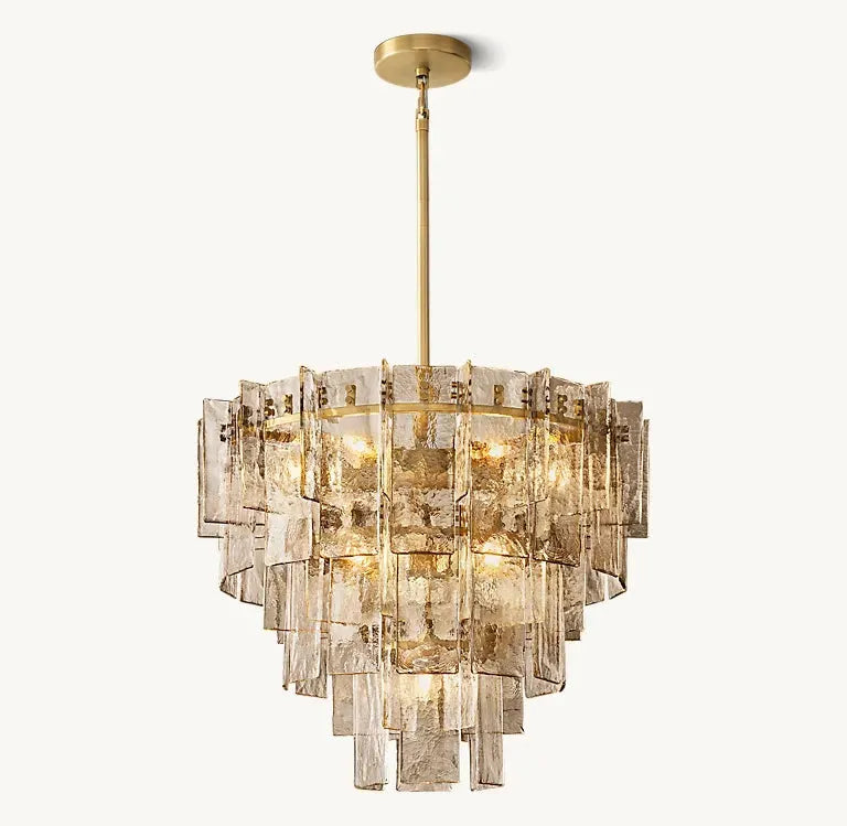 LATTICE SMOKE GLASS TIERED CHANDELIER 36" - Grace Lamp