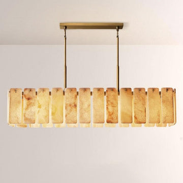 Camette Alabaster Rectangular Chandelier 72"W - Grace Lamp