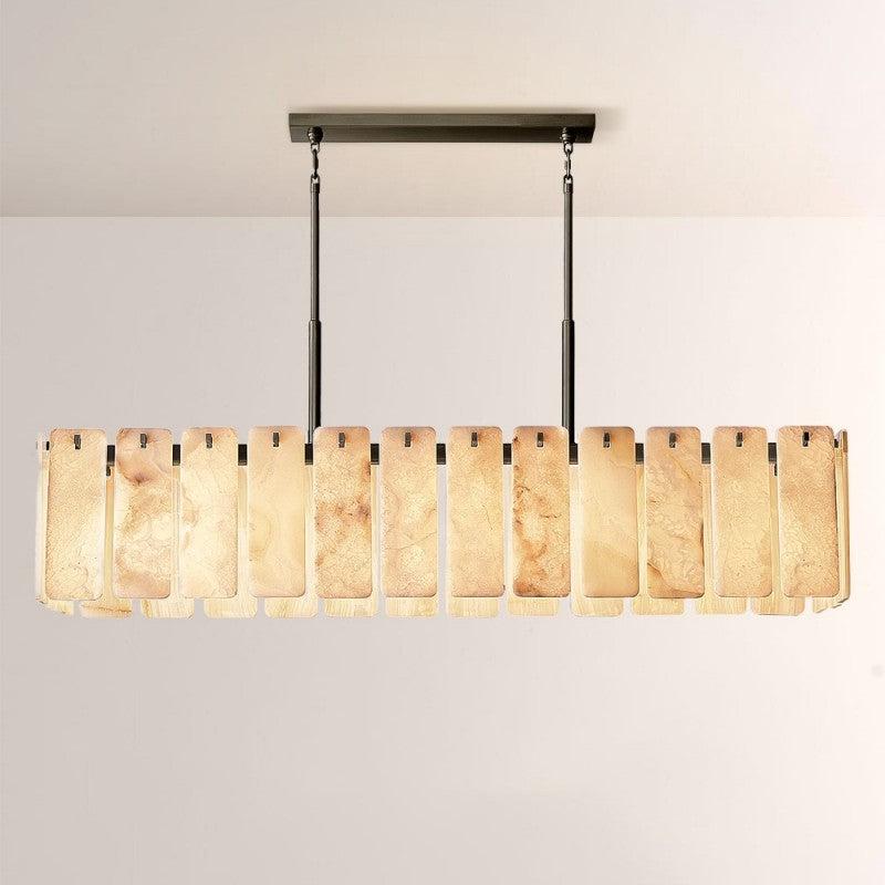 Camette Alabaster Rectangular Chandelier 72"W - Grace Lamp