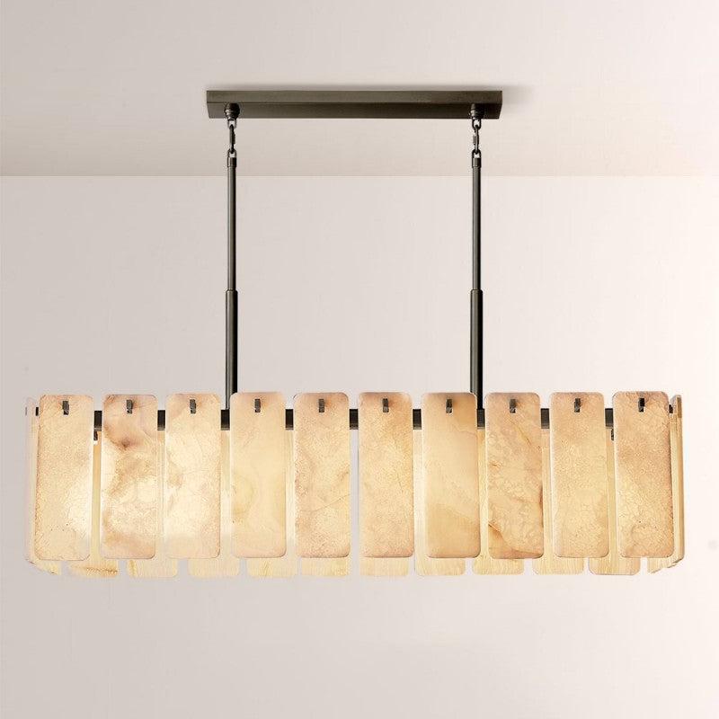 Camette Alabaster Rectangular Chandelier 60"W - Grace Lamp