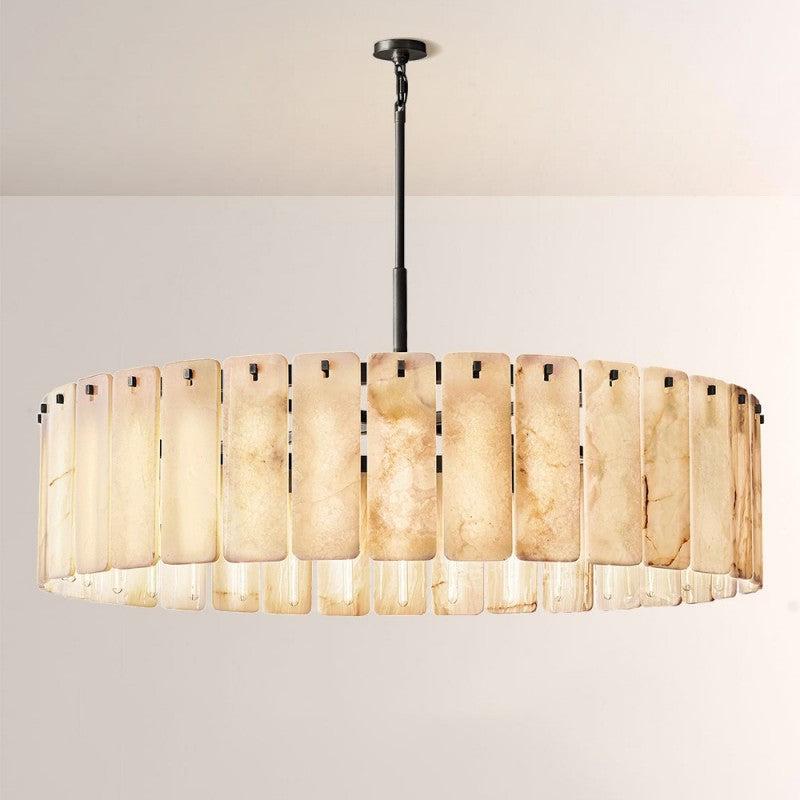 Camette Alabaster Round Chandelier 60"D - Grace Lamp