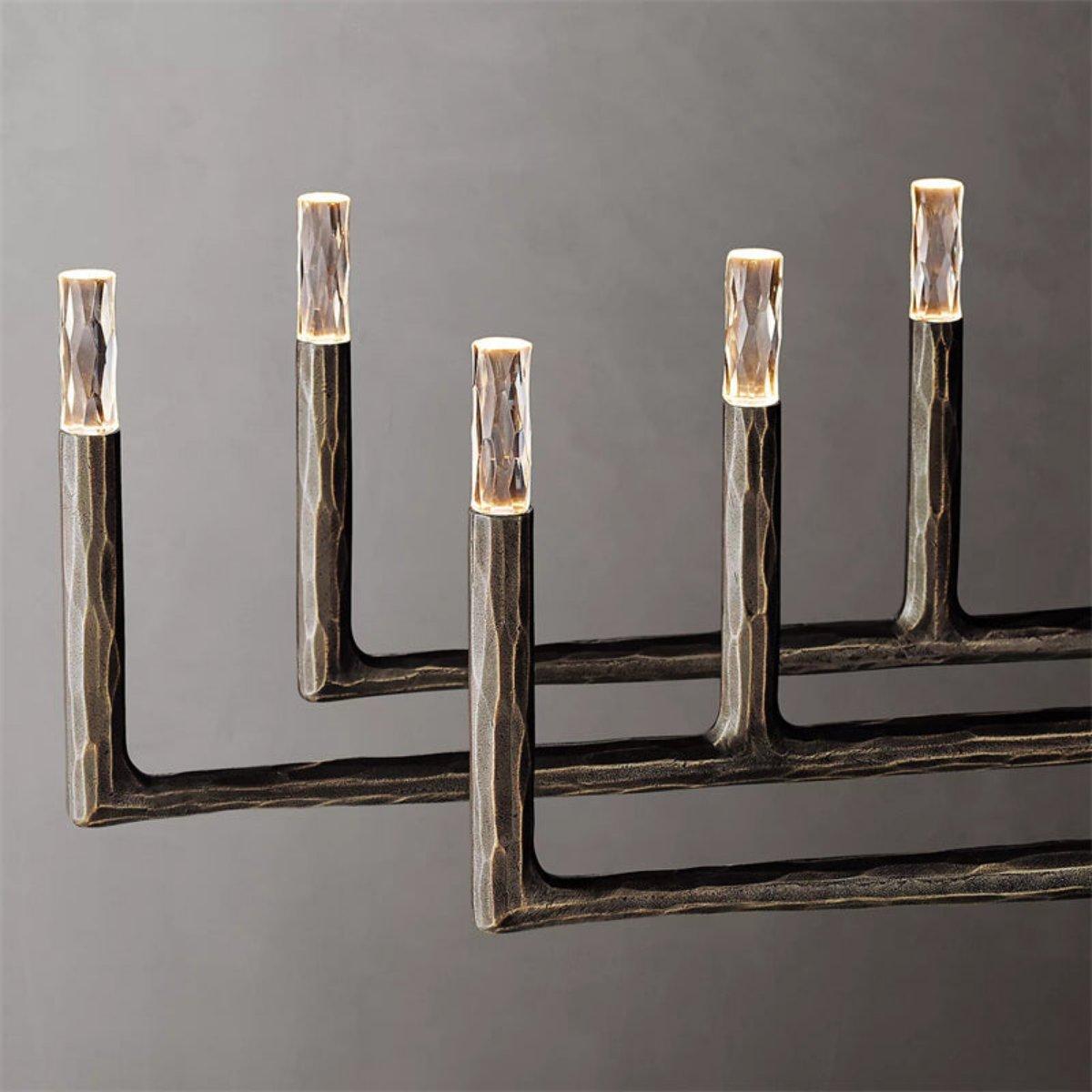 Thadeus Forged Brass Linear Chandelier 96" - Grace Lamp