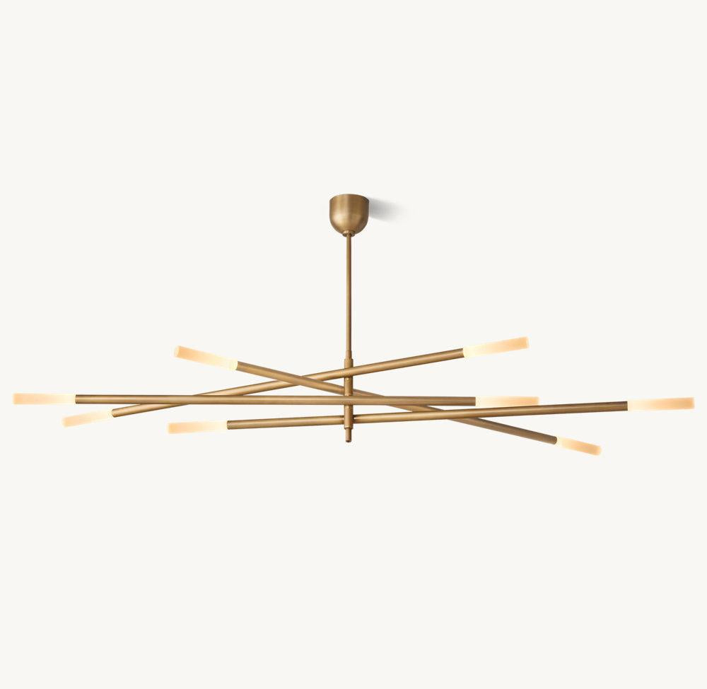 ROUSSEAU 8-LIGHT MOBILE ETCHED ROD CHANDELIER - Grace Lamp