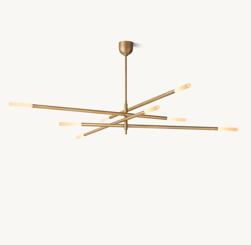 ROUSSEAU 8-LIGHT MOBILE ETCHED ROD CHANDELIER - Grace Lamp
