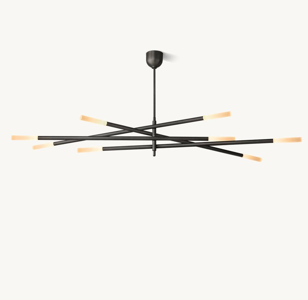 ROUSSEAU 8-LIGHT MOBILE ETCHED ROD CHANDELIER - Grace Lamp