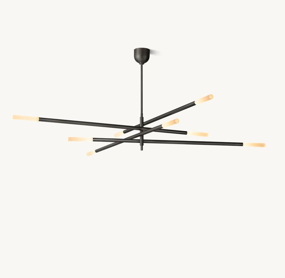 ROUSSEAU 8-LIGHT MOBILE ETCHED ROD CHANDELIER - Grace Lamp