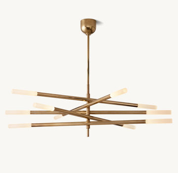 ROUSSEAU 10-LIGHT MOBILE ETCHED ROD CHANDELIER - Grace Lamp