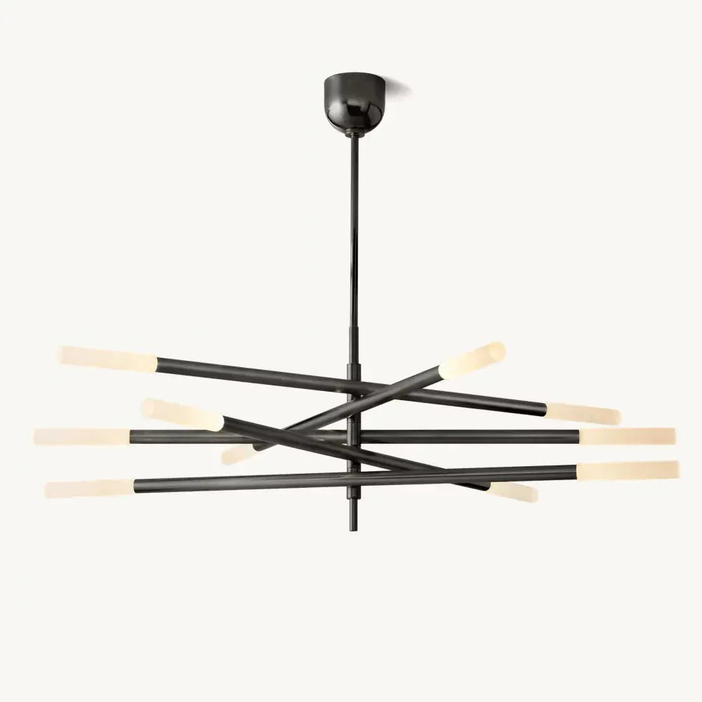 ROUSSEAU 10-LIGHT MOBILE ETCHED ROD CHANDELIER - Grace Lamp