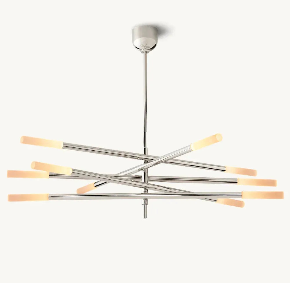 ROUSSEAU 10-LIGHT MOBILE ETCHED ROD CHANDELIER - Grace Lamp