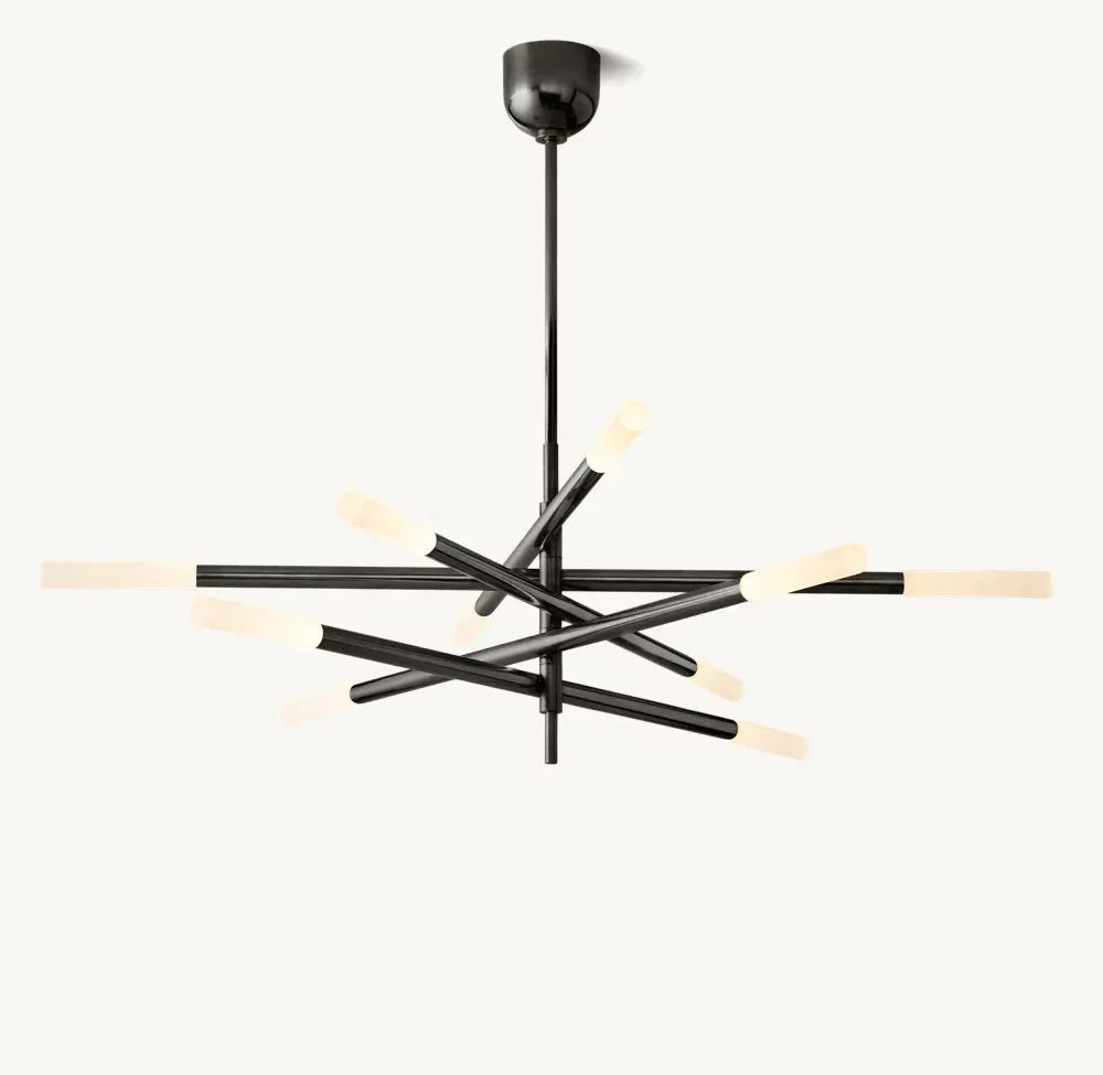 ROUSSEAU 10-LIGHT MOBILE ETCHED ROD CHANDELIER - Grace Lamp