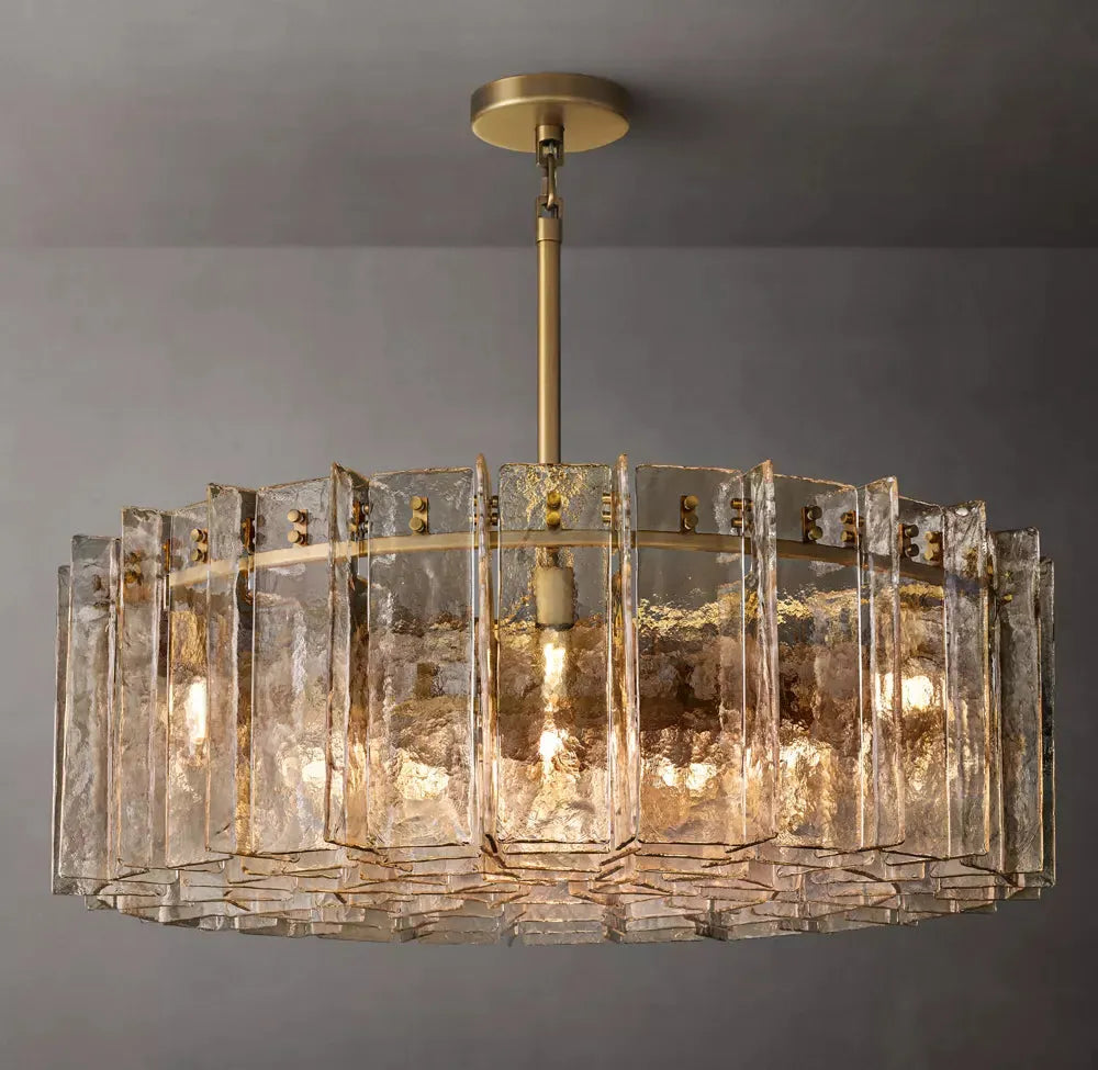 LATTICE SMOKE GLASS ROUND CHANDELIER 48" - Grace Lamp